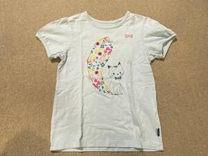 激安! GITA 千趣会 子供用 半袖 Tシャツ キッズ 女の子 トップス ネコ Tシャツ 水色 140/RA