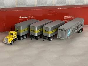 HO 135, MC44. 1:87 Herpa Semi Tractor with Triple Short Truck. + Trailor Chassis & 40