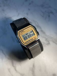 ★新品★ カスタム！【送料無料】CASIO A158WE GOLDパネル ヘリテージスタイル チープカシオ カスタム タイメックス ALBA 好きにもオススメ