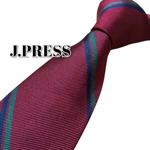 ★J.PRESS★　ジェイプレス　レッド系　ストライプ　短め