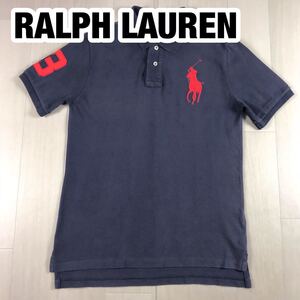 POLO BY RALPH LAUREN ポロ バイ ラルフローレン 半袖 ポロシャツ L(14-16) ユースサイズ ネイビー 刺繍ポニー ワッペン