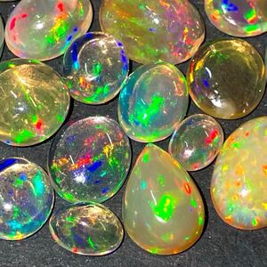 1円〜!!遊色効果!!☆天然ファイアオパール・ウォーターオパールおまとめ25ct☆j 約5.0g ルース 裸石 宝石 jewelry fire water opal w5 の36