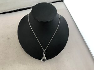 【SWAROVSKI】スワロフスキー　ティアドロップ　ネックレス　 クリア×シルバー　41cm×2mm　SY02-GMJ