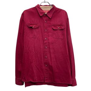 Wrangler 長袖 無地シャツ ラングラー 3XL ワインレッド ビッグサイズ シンプル ポケット 古着卸 アメリカ仕入 a611-6936