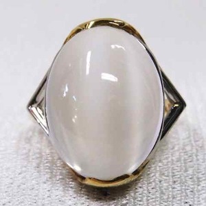 【値下げ交渉は質問欄より!】インパクト大！ムーンストーン１９，３７ＣＴ☆Ｋ１８ＹＧ＆ＰＴコンビデザインリング☆キレイな指輪！！