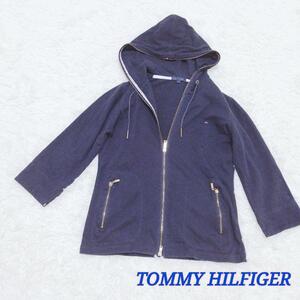 TOMMY HILFIGER トミーヒルフィガー ジップパーカー 黒 7分袖 S