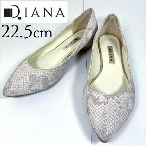 DIANA ダイアナ 22.5 パイソン 蛇柄 ポインテッドトゥ パンプス