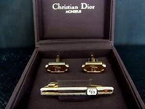 ◎№5189◎■良品■【Dior】ディオール【ゴールド】■カフス＆ネクタイピン セット♪