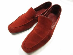 HH 美品 【ジョンロブ JOHNLOBB】 スエードレザー スリッポン コンビレザー 紳士靴 (メンズ) size7 ボルドー系 ●18MZA4042●