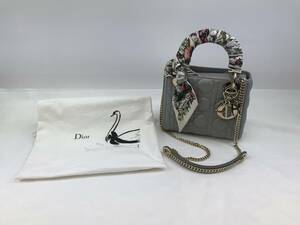 ☆【DIOR】 ミニ グレーLADY DIOR　マイクロ ミニバッグ　美品　♯178608-2953