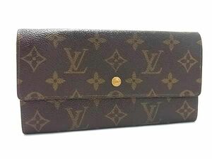 1円 LOUIS VUITTON ルイヴィトン M61723 モノグラム ポシェット ポルトモネ クレディ 二つ折り 長財布 ウォレット ブラウン系 AY4502