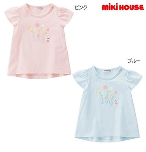 即決です！【ミキハウス】新品未使用♪mikihouse 100cm 95cm～105cm うさことお花プリント半袖Ｔシャツ 女の子 カラー：ピンク