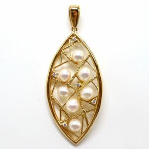 1円〜!!TASAKI(田崎真珠)美品!▼K18 天然ダイヤモンド/本真珠ペンダントトップ▼N約8.5g diamond パール pearl pendant jewelryEG1/EG1S455