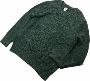 良品 ☆ GAP ☆ ギャップ デザイン ニット セーター シャツ XL グリーン 秋冬 メンズ 定番 大人カジュアル 休日 タウンユース 古着■S3753