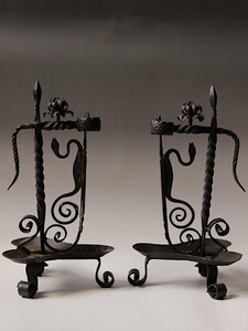 Antique Iron Candle Holder Sneke　 1対