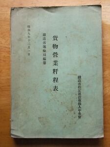 貨物営業粁程表　昭和9，12，1　鉄道省指定運送取扱人中央会