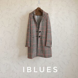 超高級 極美品 Maxmara 憧れの一級品モダンチェスターコート iblues club おしゃれ千鳥柄デザイン イブルース マックスマーラ