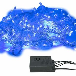 MITAS イルミネーション ライト LED 200球 ストレートタイプ 15m ブルー クリア線 点灯 8パターン コントローラー付き コンセント LED電飾