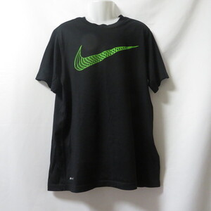 古着 ジュニアL(160) NIKE/ナイキ ポリエステルTシャツ 半袖 スポーツ ジム ジョギング トレーニング ブラック/ライトイエロー 807324-010