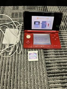 1円スタート　初期化済み　動作確認OK Nintendo 3DS レッド　任天堂 ゲーム機 ニンテンドー ニンテンドー3DS NINTENDO ポケモンムーン付き