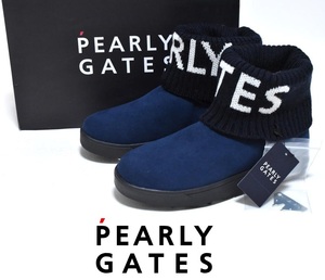 【送料無料】新品 PEARLY GATES ゴルフシューズ 24cm 定価37400円 053-1292102 NAVY パーリーゲイツ 保温 ボア スパイク ムートンブーツ