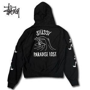 【美品】Stussy Paradise Lost Zip-up Hoodie ステューシー パーカー スウェット フーディー 黒 ブラックジップアップ 国内正規 XL