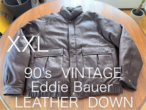 Eddie Bauer レザーダウン　comoli YOKE ヴィンテージ エディーバウアー　LEATHER DOWN JACKET 