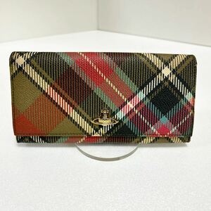 ☆良品☆ ◆Vivienne Westwood ヴィヴィアン ウエストウッド◆ 長財布　チェック柄　PVC レザー　オーブロゴ 【USED】0126