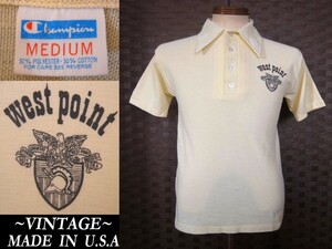 70s ビンテージ champion バータグ USMA.アメリカ海軍west pointプリント USA製 チャンピオン　POLO マッコイズ NAVY ウエアハウスmodel