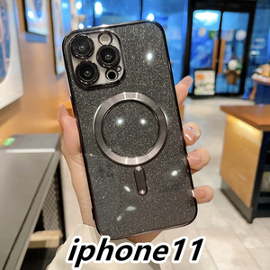 iphone11ケース TPU 軽量 お洒落 ケース 耐衝撃　無線　磁気 ワイヤレス充電 ブラック 