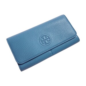 ☆☆ TORY BURCH トリーバーチ BOMBE ENVELOPE CONTINENTAL 長財布 50654 1018 ブルー レザー 目立った傷や汚れなし