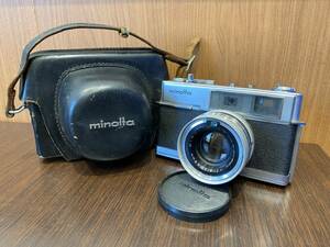 ミノルタ　ｍinolta　HI-MATIC　7　レンジファインダー 35㎜　フィルムカメラ　with ROKKOR-PF　45㎜　f/1.8　革ケース付★ｈ1563