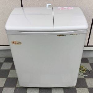 HITACHI 日立二層式洗濯機 洗濯容量4.5kg 脱水容量5kg 水流2段切換 青空 PS-H45L形 2019年製　動作確認済み