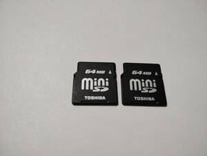 2枚セット　64MB　メガバイト　TOSHIBA　miniSDカード　メモリーカード　ミニSDカード