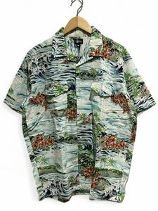 USA製 90s old stussy ステューシー aloha shirt 半袖 コットン アロハシャツ L 開襟 ボックスシルエット オールドステューシー　　ー
