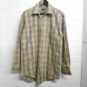 F46 □ BURBERRY LONDON □ バーバリー　長袖シャツ　茶系/チェック　中古　サイズＬ