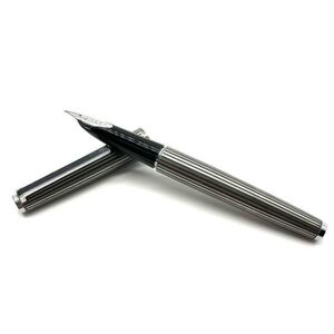 仙18 PILOT CUSTOM 万年筆 パイロット カスタム ペン先 14K‐585 F H1280 刻印 ストライプ シルバーカラー 筆記用具