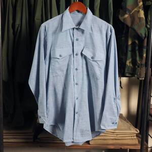 80s シャツ US.NAVY NAVY アメリカ軍 シャンブレー M ビンテージ