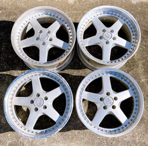 WORK Equip ワーク エクィップ 19インチホイール 4本セット(19×9J+38/19×10J+38) PCD114.3 5本スポーク 深リム 旧車【ジャンク】