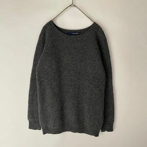 SLOBE IENA スローブイエナ 美品 ニット セーター クルーネック プルオーバー ウール 畦編み ラグランスリーブ ダークグレー size FREE