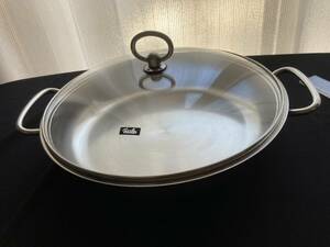 【中古】FISSLER　フィスラー　プロコレクション　サーブパン28cm＋専用ガラス蓋 ステンレスフライパン