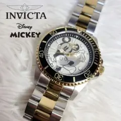 レア✨Invicta★Disney ミッキー/モノクロ クォーツ/腕時計　黒金