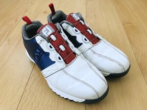 FOOTJOY＊ダイヤル式ゴルフシューズ＊白紺エンジ＊24.5