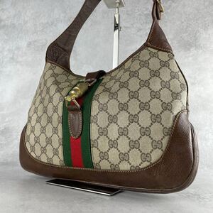 【高級】グッチ GUCCI ニュージャッキー ワンショルダーバッグ ハンドバッグ アクセサリーポーチ レザー GGスプリーム ブラウン 肩掛け