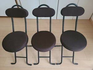 【新品・未使用】折りたたみイス3点セット 丸パイプ椅子　クッション