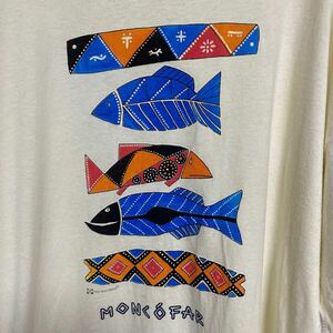 90s USA製 ビンテージ ヴィンテージ Tシャツ tee アメリカ製 古着 オールド アート art ネイティブ 魚 フィッシュ アメカジ ストリート