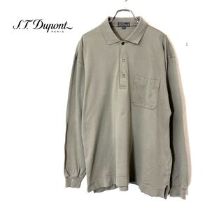 1F49-O-N◆old ST Dupont エステーデュポン コットンポロシャツ ポロシャツ ハーフボタン サイドスリット◆size50 ライトグリーン コットン