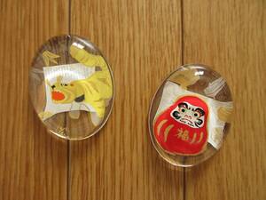 福　めでたmono　ガラス 箸置き　2客セット　（達磨・寅）　カトラリーレスト　ガラス製　箸置　箸レスト　日本製　だるま　トラ　干支