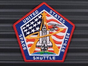 ◆送料\110◆【NASA・STS-104】※《アイロン刺繍ワッペン》　アメリカン雑貨　刺繍ワッペン　アイロンワッペン　スペースシャトル