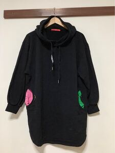 あ1562 graniph 鳥と猫 ブルーノ・ムナーリ コラボ グラニフ スウェットパーカー Hoodie フーディ F ブラック 裏パイル オーバーサイズ